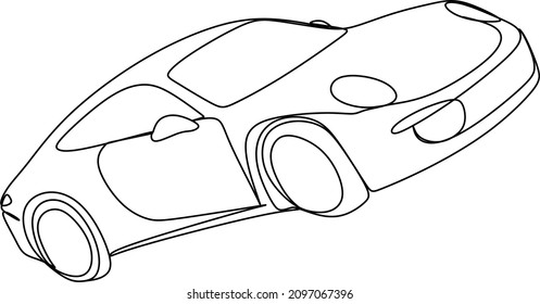 Car one line vector illstration. Minimal line art transport concept. Continuous line drawing of side view of modern suv car