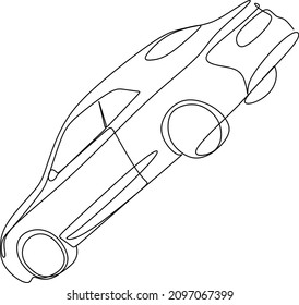 Car one line vector illstration. Minimal line art transport concept. Continuous line drawing of side view of modern suv car