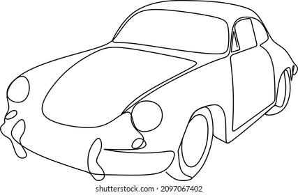 Car one line vector illstration. Minimal line art transport concept. Continuous line drawing of side view of modern suv car