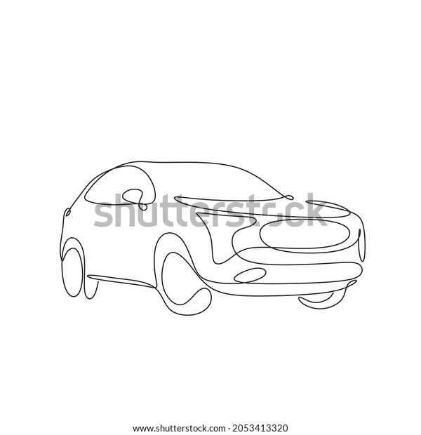 Car one line vector illstration. Minimal line art\
transport concept. Continuous line drawing of side view of modern\
suv car