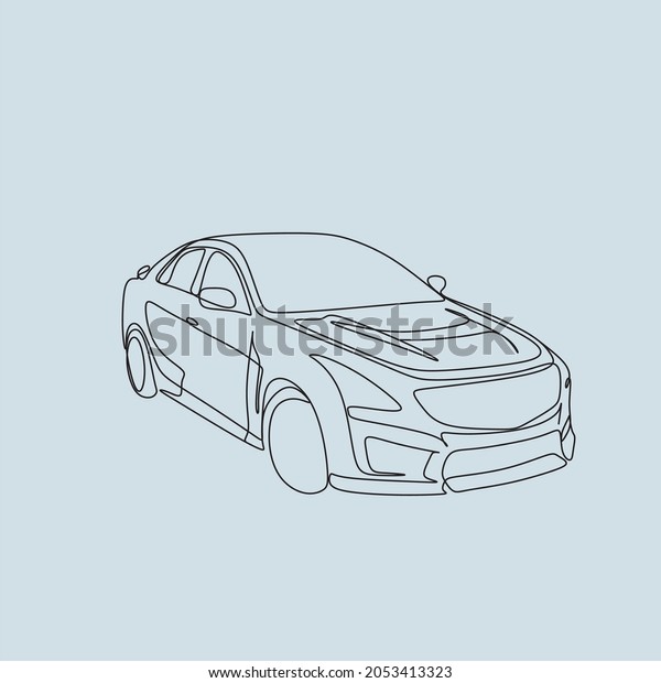 Car one line vector illstration. Minimal line art\
transport concept. Continuous line drawing of side view of modern\
suv car