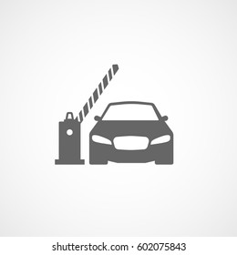 Car And Open Barrier Flat Icon On White Background
