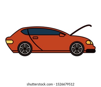 car with open bonnet mechanic icon vector illustration design