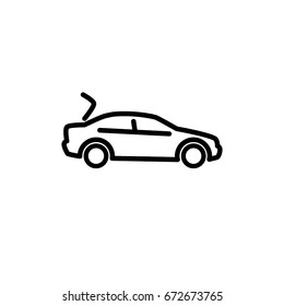 Car With Open Boot Concept, Icon, Linear Sign Vector Illustration