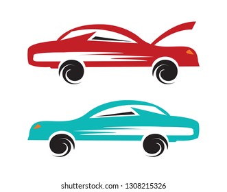 Car with open and closed hood