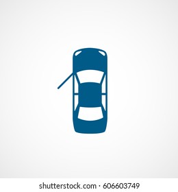 Car With Open Door Blue Flat Icon On White Background