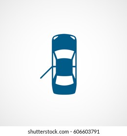 Car With Open Door Blue Flat Icon On White Background