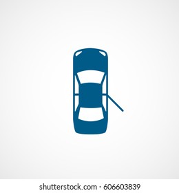 Car With Open Door Blue Flat Icon On White Background