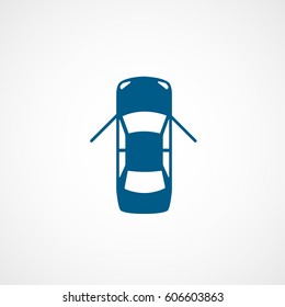 Car With Open Door Blue Flat Icon On White Background