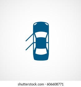 Car With Open Door Blue Flat Icon On White Background
