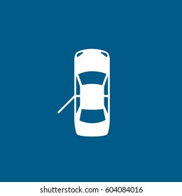 Car With Open Door Flat Icon On Blue Background