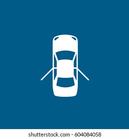Car With Open Door Flat Icon On Blue Background