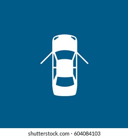 Car With Open Door Flat Icon On Blue Background