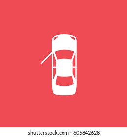 Car With Open Door Flat Icon On Red Background