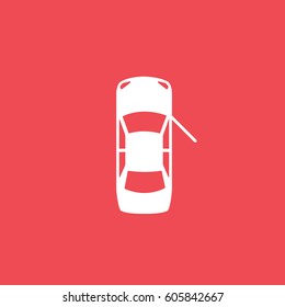 Car With Open Door Flat Icon On Red Background