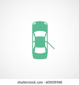 Car With Open Door Green Flat Icon On White Background