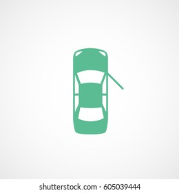 Car With Open Door Green Flat Icon On White Background