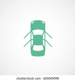 Car With Open Door Green Flat Icon On White Background