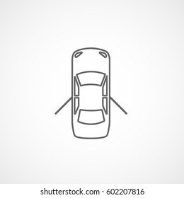 Car With Open Door Line Icon On White Background