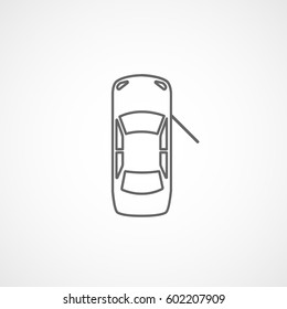 Car With Open Door Line Icon On White Background