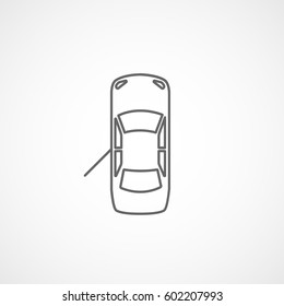 Car With Open Door Line Icon On White Background