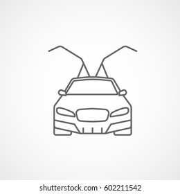 Car With Open Door Line Icon On White Background