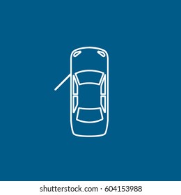 Car With Open Door Line Icon On Blue Background
