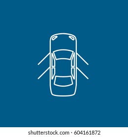 Car With Open Door Line Icon On Blue Background