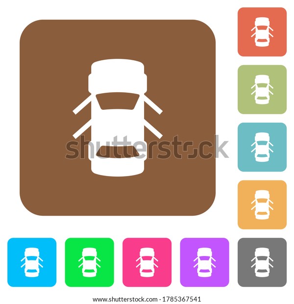 Car open doors dashboard indicator\
flat icons on rounded square vivid color\
backgrounds.
