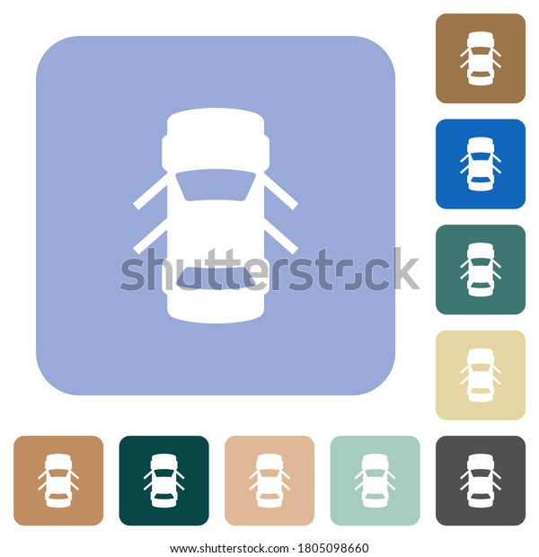 Car open doors dashboard indicator\
white flat icons on color rounded square\
backgrounds