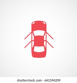 Car With Open Doors Red Flat Icon On White Background