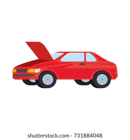 car with open hood