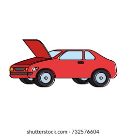 car with open hood