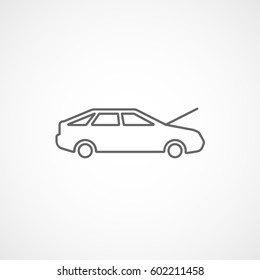 Car With Open Hood Line Icon On White Background