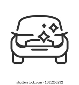 Car with open hood, linear icon. Editable stroke