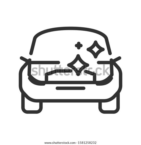 Car with
open hood, linear icon. Editable
stroke