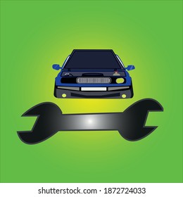 car with open hood and mechanical key