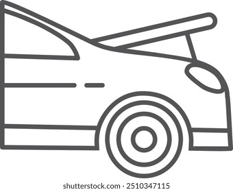 Car with open hood. Repair or check line icon
