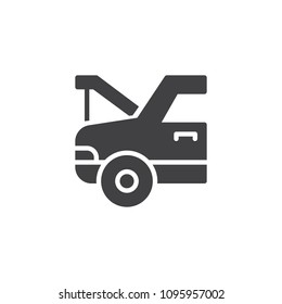 Car with open hood vector icon. filled flat sign for mobile concept and web design. Car Maintenance simple solid icon. Symbol, logo illustration. Pixel perfect vector graphics