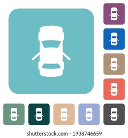 Car open rear doors dashboard indicator white flat icons on color rounded square backgrounds