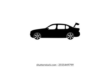 car with open trunk , black isolated silhouette