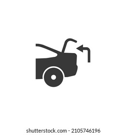 Car with open trunk icon, self export, boot pickup, receive package, currier order delivery, editable stroke vector illustration