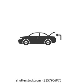 Car With Open Trunk Icon, Self Export, Boot Pickup, Receive Package, Currier Order Delivery, Editable Stroke Vector Illustration Flat Sign