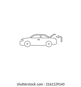 Car With Open Trunk Line Icon, Self Export, Boot Pickup, Receive Package, Currier Order Delivery, Editable Stroke Vector Illustration Flat Sign