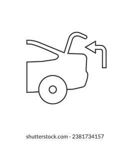 Car with open trunk line icon, self export, boot pickup, receive package, currier order delivery, editable stroke vector illustration