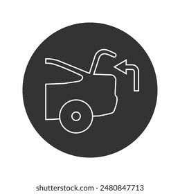 Car with open trunk line icon, self export, boot pickup, receive package, currier order delivery, editable stroke vector illustration