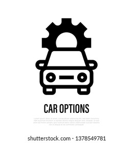 Car options thin line icon. Vector illustration of car selection.