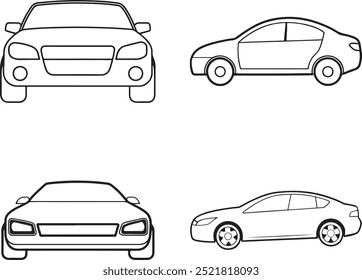  car out line silhouette line art vector 