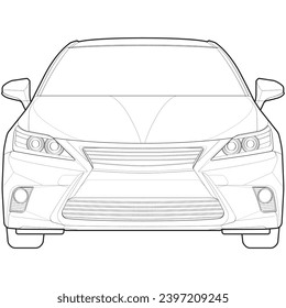 car outline blueprint vector. front view car with line art style. isolated car vector art. hand drawn car vector.