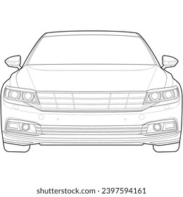 car outline blueprint vector. front view car with line art style. isolated car vector art. hand drawn car vector.
